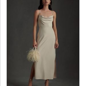 Cali Satin Charmeuse Midi Dress BHLDN size 4